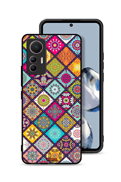 Tolwak غطاء حماية لهاتف شاومي 12 لايت بنقشة مربعات ماندالا