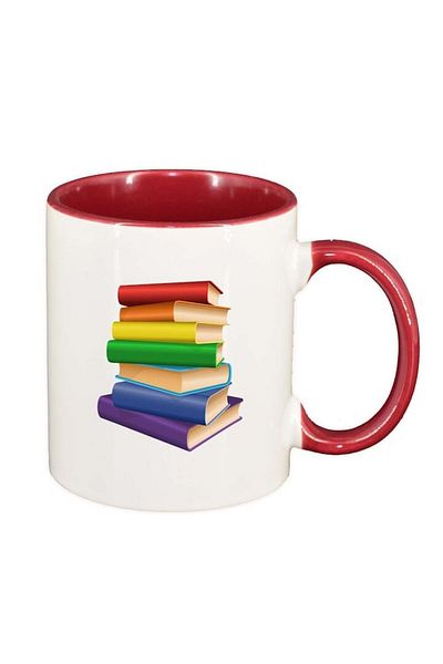 INOVATIX Personalized white mug, Book, red interior, D241, INOVATIX®. 330ml