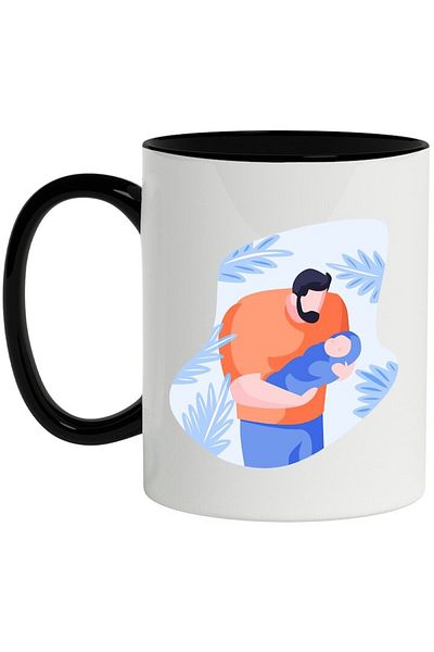 INOVATIX Personalized white mug, Parent, Dad, Baby, with Black Handle, INOVATIX®. 330ml