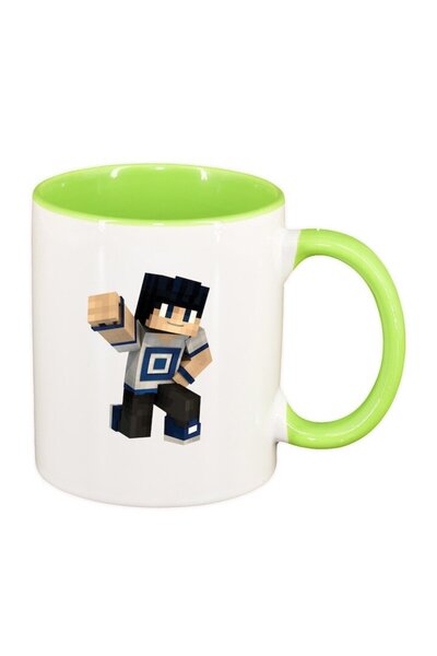 INOVATIX Εξατομικευμένη λευκή κούπα, Minecraft, ανοιχτό πράσινο εσωτερικό, D1...