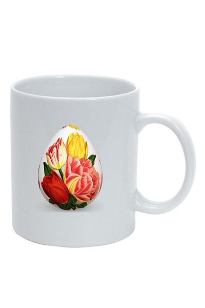 INOVATIX Personalized white mug, Flowers, white, D998, INOVATIX®. 330ml