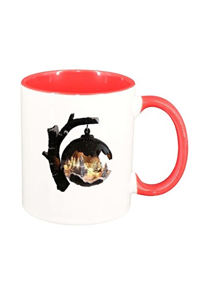 INOVATIX Εξατομικευμένη λευκή κούπα, Χειμερινή, κόκκινο εσωτερικό, D251, INOV...