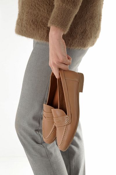 Modabuymus Sanra Biscuit Color Genuine Leather Soft Ballerina Masculine Shoes