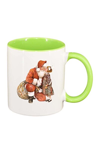 INOVATIX Cana alba personalizata, Mos Craciun, interior verde deschis, D167, ...