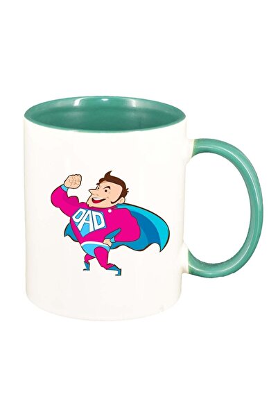 INOVATIX Cana Alba personalizată, Super Dad, interior verde, D982, INOVATIX®....