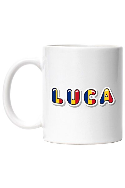 INOVATIX Cana alba personalizata, Numele Luca, Romania, Suporter, Steagul Rom...