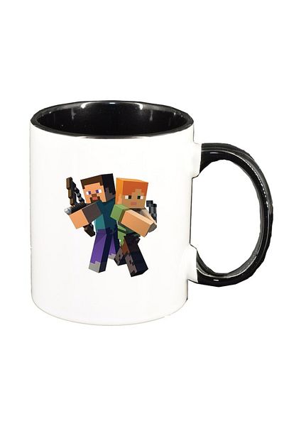 INOVATIX Personalized white mug, Minecraft, black interior, D1470, INOVATIX®. 330ml