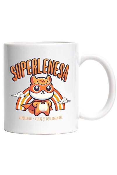 INOVATIX Cana alba personalizata, Super Lenesa SuperErou, Curaj si Determinar...