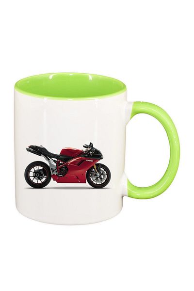INOVATIX Personalized white mug, personalized, Motorcycle, green interior, INOVATIX®. 330ml