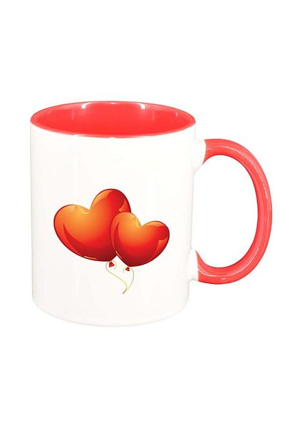 INOVATIX Personalized white mug, Love, red interior, D302, INOVATIX®. 330ml