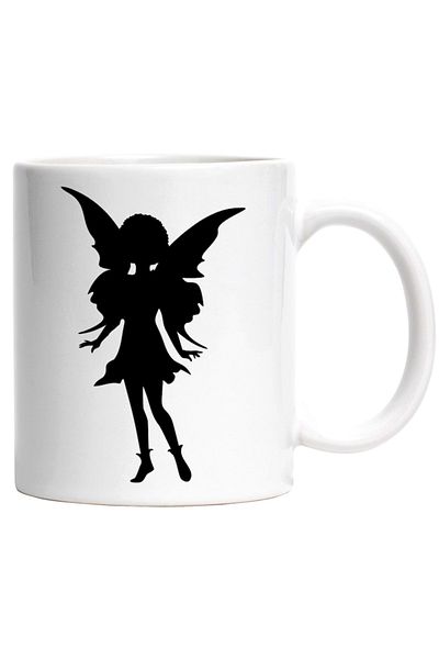 INOVATIX Personalized white mug, afro girl with fairy wings, INOVATIX®. 330ml