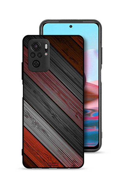 Tolwak Xiaomi Redmi Note 10S Protective Case Cover Colored Wooden Pattern