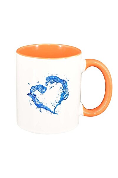 INOVATIX Cana alba personalizata, Inima, interior portocaliu, D235, INOVATIX®...