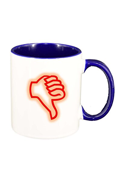 INOVATIX Cana alba personalizata, Down, interior albastru inchis, D992, INOVA...