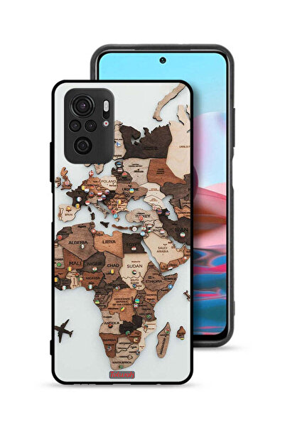 Tolwak Xiaomi Redmi Note 10 4G Protective Case Cover World Map Art