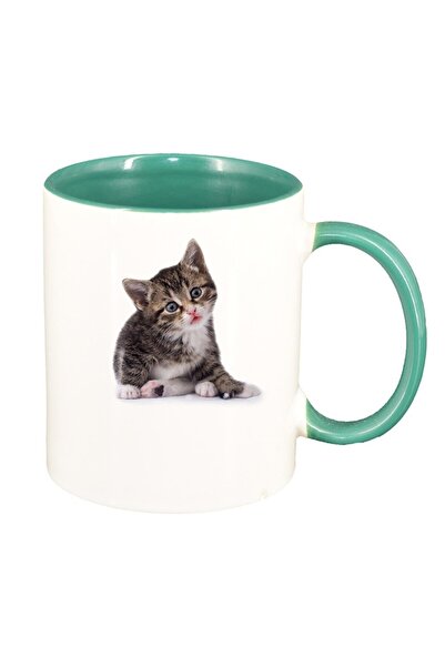 INOVATIX Cana alba personalizata, Cat, interior verde, D425, INOVATIX®. 330ml