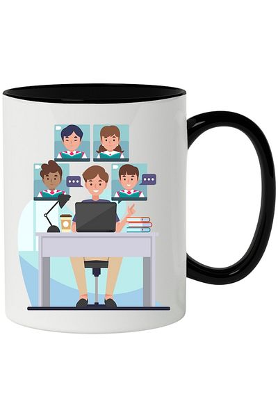 INOVATIX Personalized white mug, Conference, Office, Laptop, Coffee, Lamp, with Black Handle, INOVATIX®. 330ml