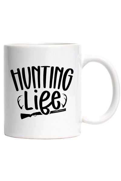 INOVATIX Personalized white mug, a rifle and a gun Hunting life - hunter's life, INOVATIX®. 330ml