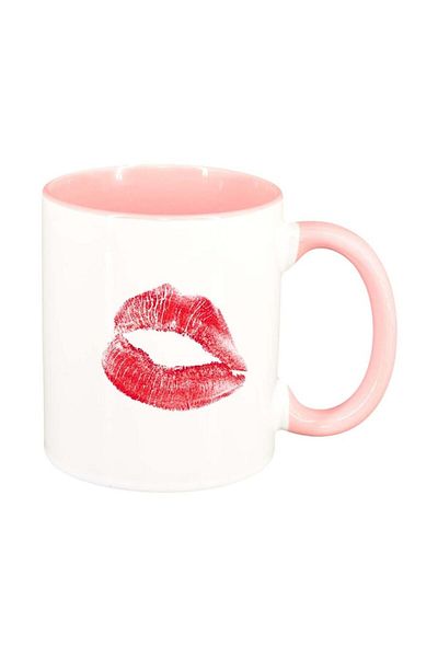 INOVATIX Personalized white mug, Lips, pink interior, D324, INOVATIX®. 330ml