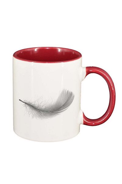 INOVATIX Personalized white mug, Feather, red interior, D231, INOVATIX®. 330ml