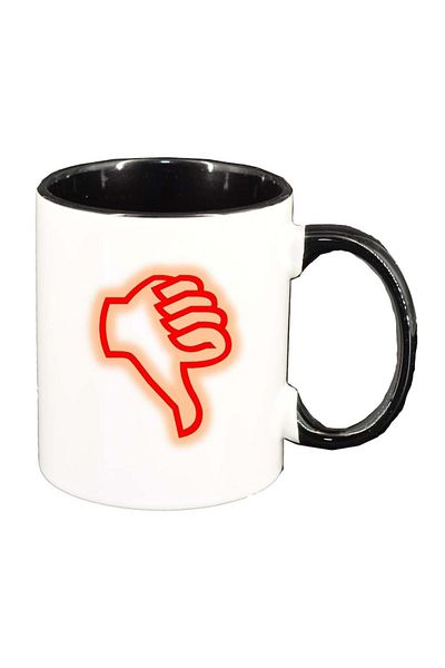 INOVATIX Personalized white mug, Down, black interior, D992, INOVATIX®. 330ml