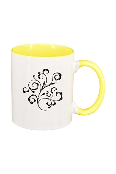 INOVATIX Cana alba personalizata, Model Floral, interior galben, D281, INOVAT...