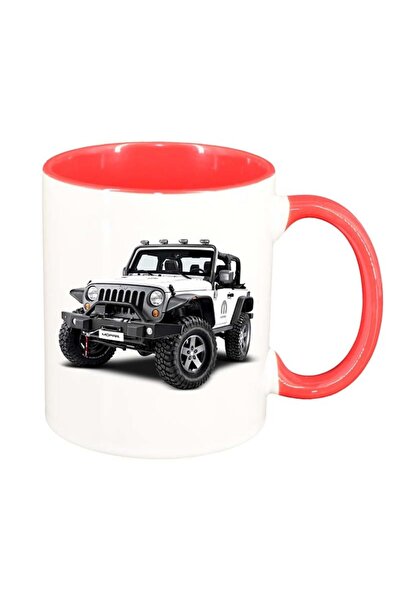 INOVATIX Cana alba personalizata, Jeep, interior rosu, D17, INOVATIX®. 330ml