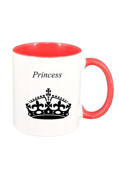 INOVATIX Cana alba personalizata, Princess, interior rosu-inchis, D914, INOVATIX®. 330ml