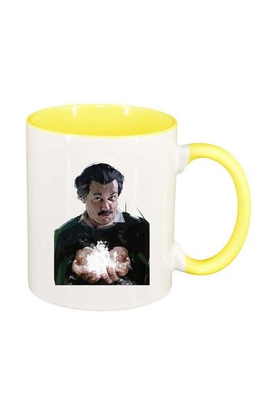 INOVATIX Personalized white mug, Narcos - Pablo Escobar, yellow interior, D1347, INOVATIX®. 330ml
