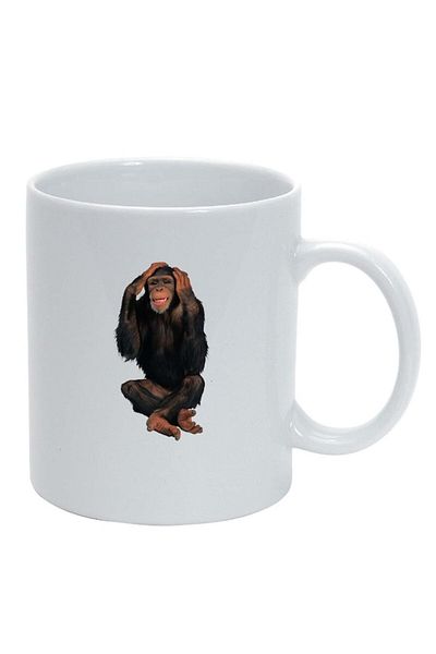 INOVATIX Personalized white mug, Monkey, white, D203, INOVATIX®. 330ml