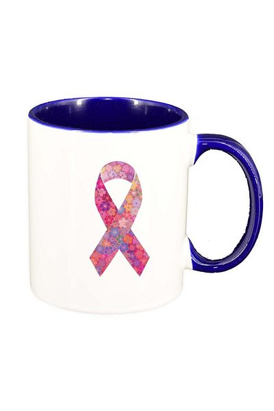 INOVATIX Personalized white mug, FLowery Bow, dark blue interior, D1006, INOVATIX®. 330ml