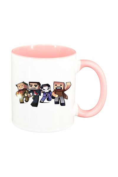 INOVATIX Personalized white mug, Minecraft, pink interior, D1471, INOVATIX®. 330ml