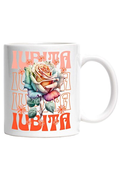 INOVATIX Εξατομικευμένη λευκή κούπα, Lover - Rose Flower, INOVATIX®. 330ml