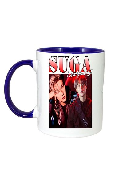INOVATIX Personalized White Mug, Suga Band, Blue Handle and Interior, ®. 330ml
