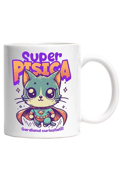 INOVATIX Personalized white mug, Super cat-Guardian of curiosity!, INOVATIX®. 330ml
