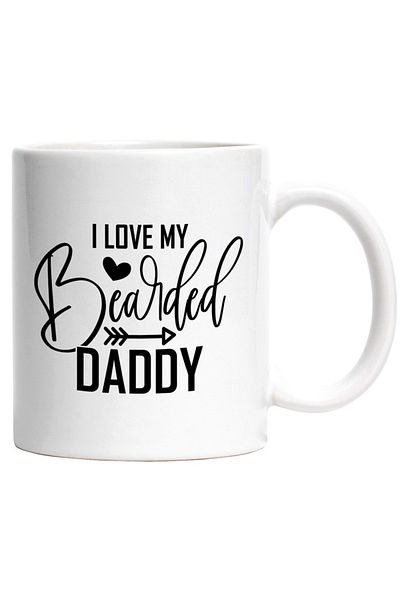 INOVATIX Personalized white mug, heart for appreciated and respected bearded dads, INOVATIX®. 330ml