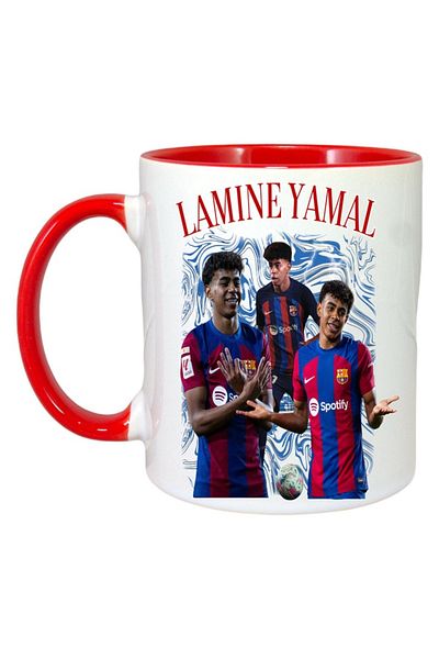 INOVATIX Cana Alba Personalizata, Lamine Yamal Barcelonafc, Maner Si Interior Rosu, ®. 330ml