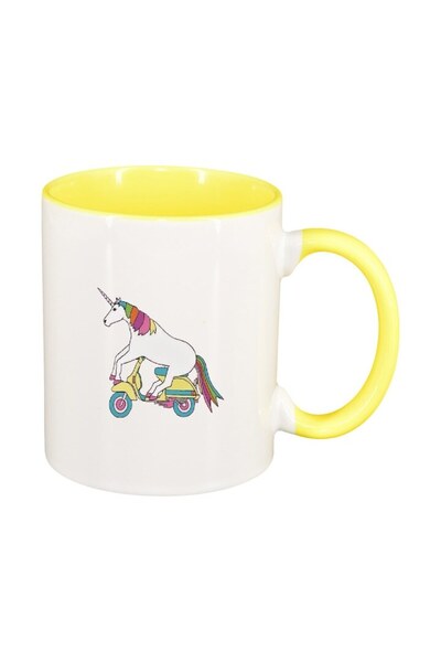 INOVATIX Cana alba personalizata, Unicorn - Vespa, interior galben, D1433, INOVATIX®. 330ml