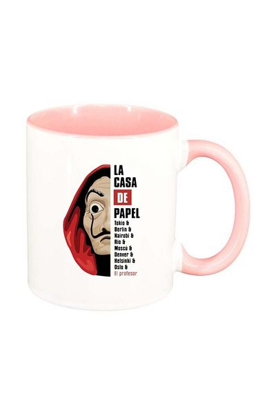 INOVATIX Cana alba personalizata, La Casa De Papel, interior roz, D1306, INOVATIX®. 330ml