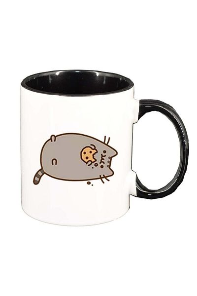INOVATIX Personalized white mug, Emoji Cat, black interior, D1011, INOVATIX®. 330ml