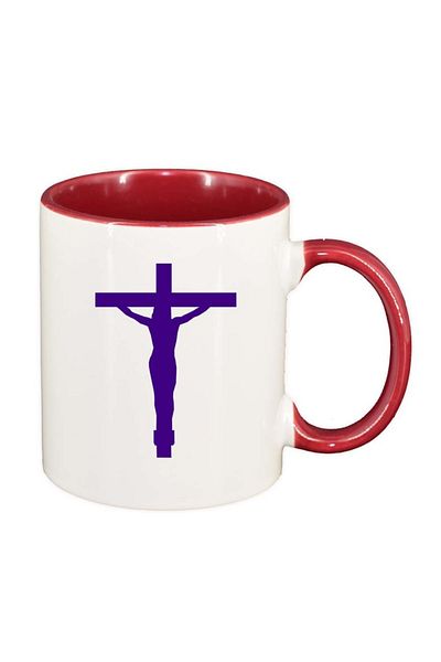 INOVATIX Personalized white mug, Christ, dark red interior, D1095, INOVATIX®. 330ml