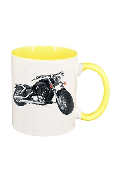 INOVATIX Personalized white mug, Motor, yellow interior, D43, INOVATIX®. 330ml