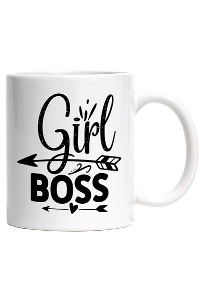 INOVATIX Personalized white mug, heart and the word Girl boss - business boss girl, INOVATIX®. 330ml