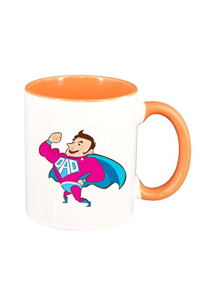 INOVATIX Cana alba personalizata, Super Dad, interior portocaliu, D982, INOVA...