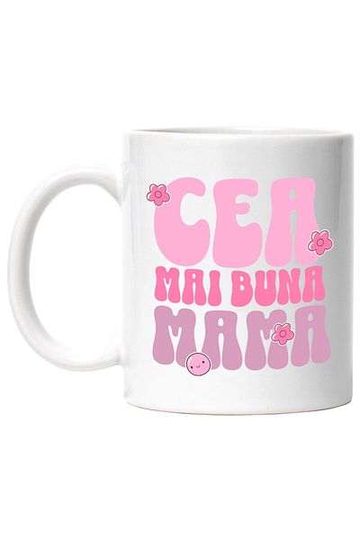 INOVATIX Personalized white mug, Love Message Best Mom Pink Flowers, INOVATIX®. 330ml