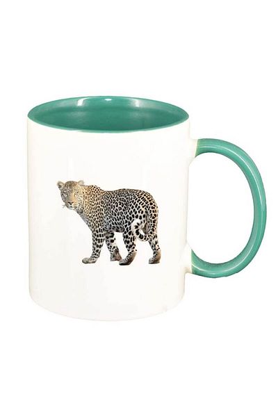 INOVATIX Personalized white mug, Tiger, green interior, D193, INOVATIX®. 330ml