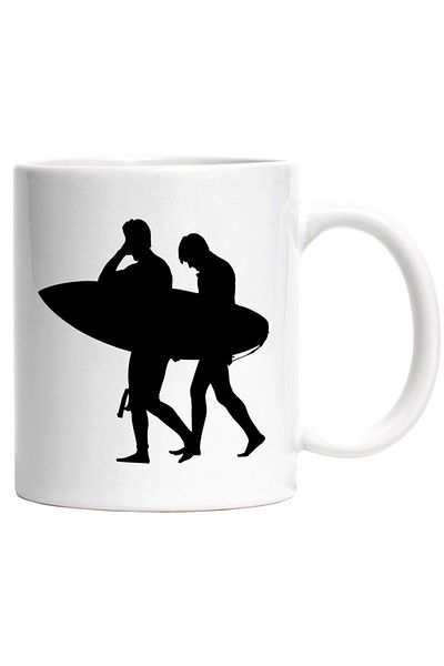 INOVATIX Personalized white mug, 2 people getting ready for surfing, INOVATIX®. 330ml