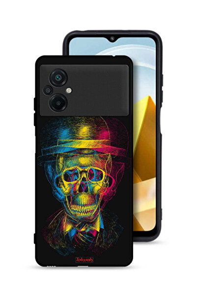Tolwak غطاء حماية لهاتف Xiaomi Poco M5 4G بتصميم جمجمة وقبعة ملونة وفن خيالي