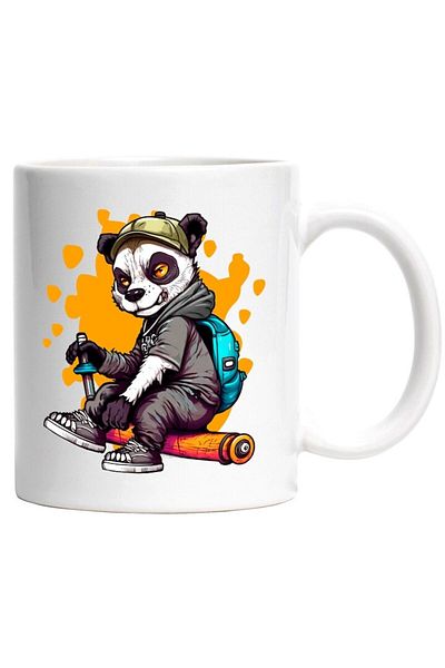 INOVATIX Personalized white mug, Panda, Schoolbag, Cap, Sneakers, Parchment, Sweatshirt, INOVATIX®. 330ml
