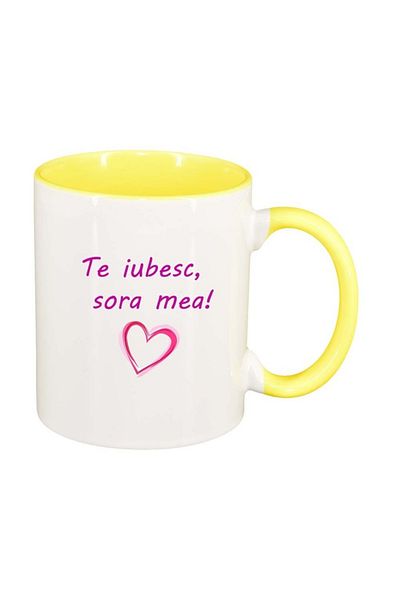 INOVATIX Personalized white mug, I love you..., yellow interior, D1025, INOVATIX®. 330ml
